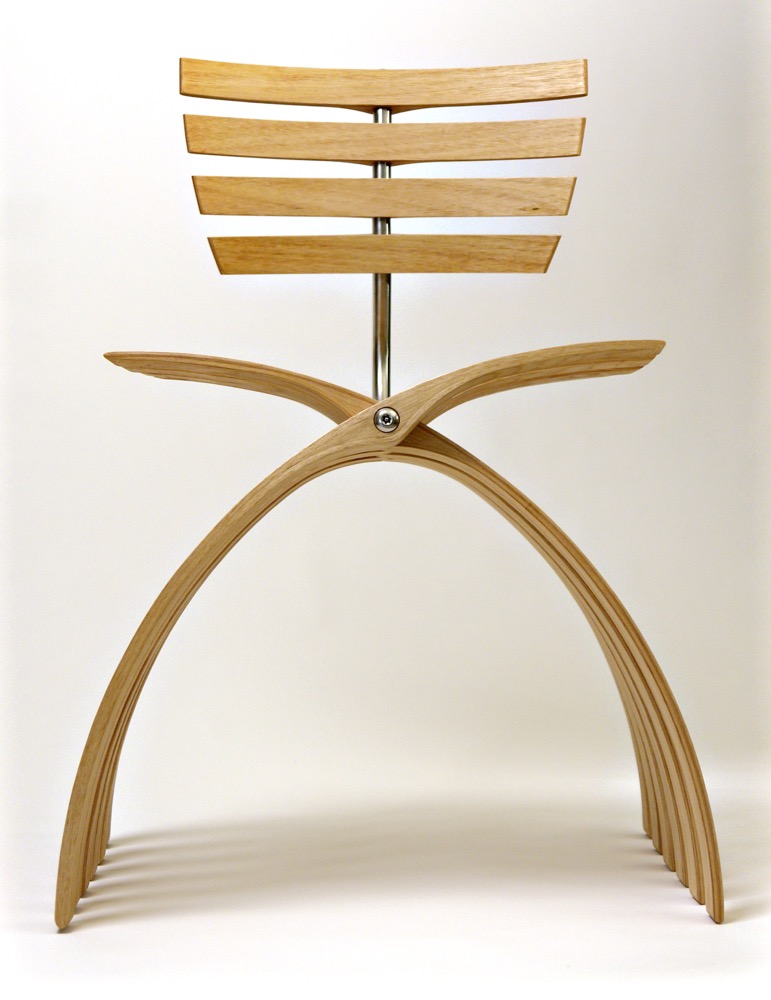 Chair Prototype. Laminated wood, Stainless Steel