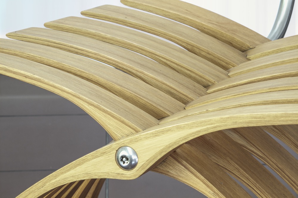 Chair Prototype Detail. Laminated wood, Stainless Steel