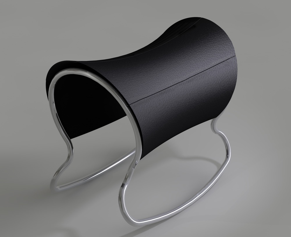 Ergonomic Stool Concept. Stainless Steel, Leather